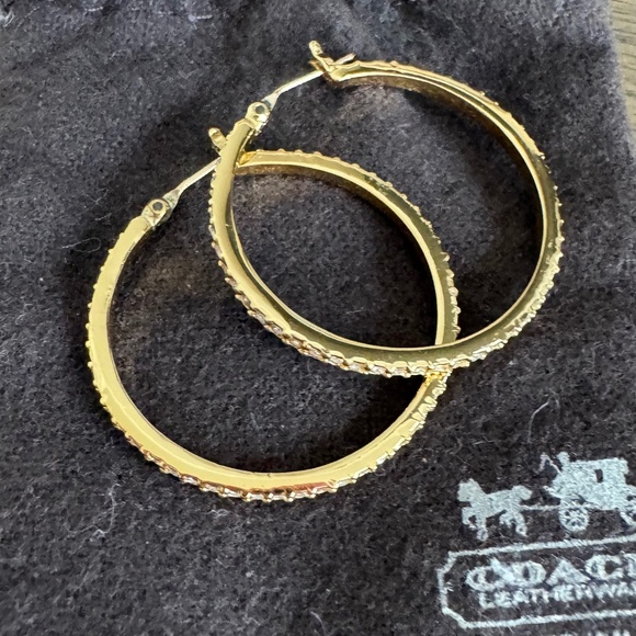 Coach gold hoop earrings - Picture 1 of 2